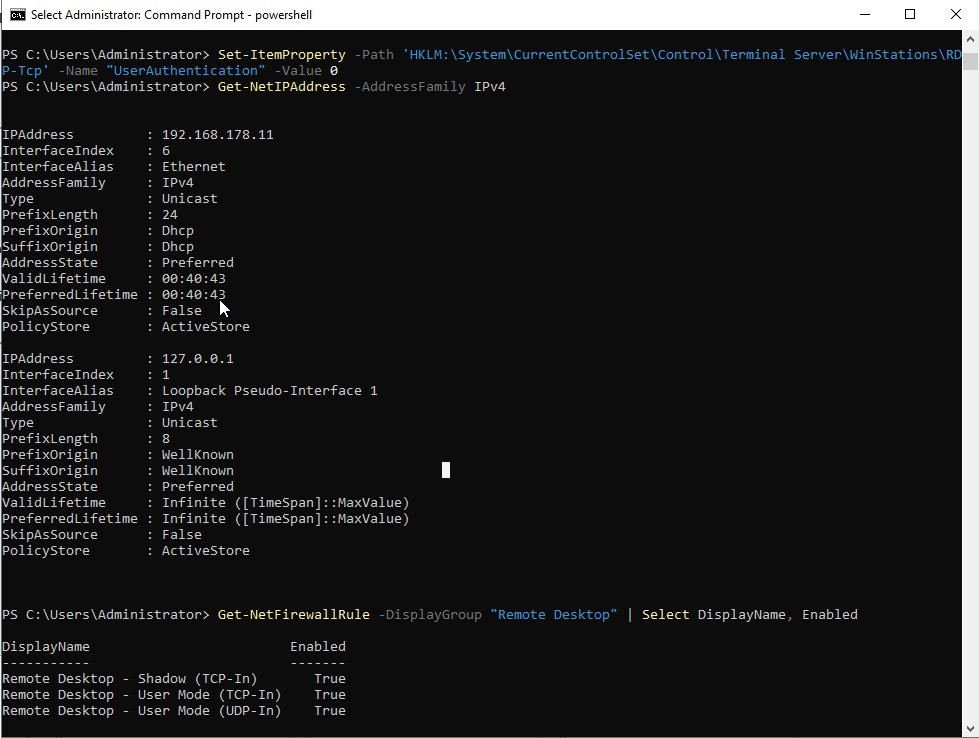 RDP verificatie — ping en poort 3389 open bevestigd