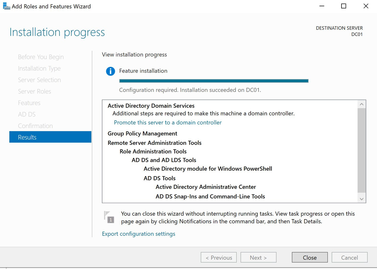 Installation Results — geslaagd