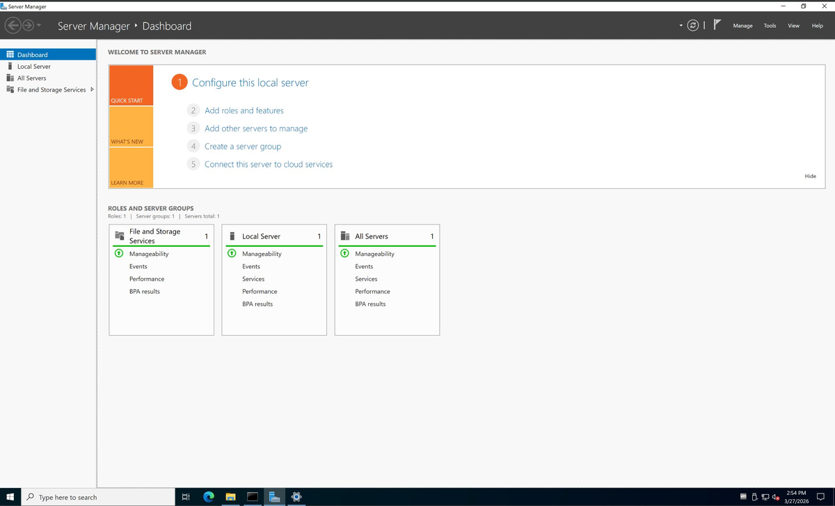 Server Manager Dashboard